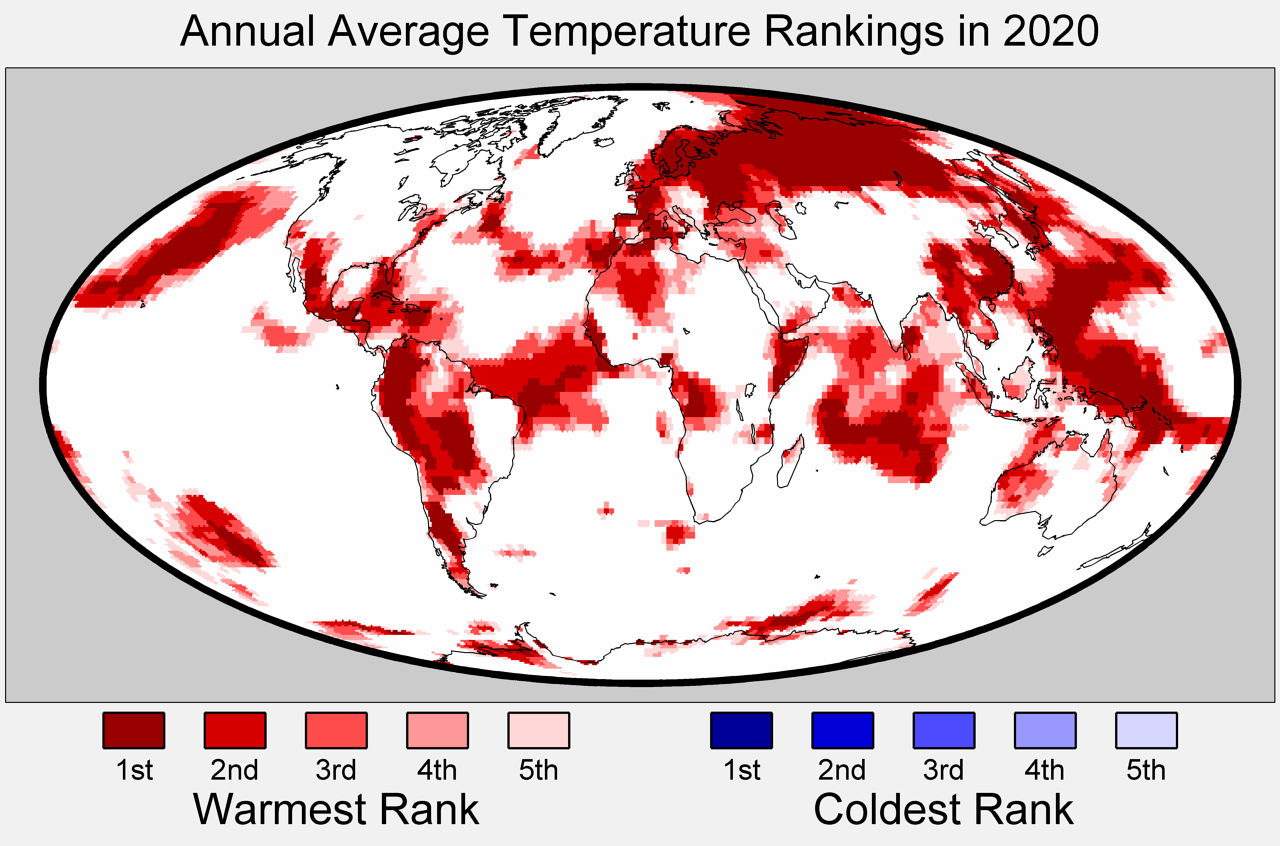 2020 Ties 2016 as Earth’s Hottest Year on Record, Even Without El Niño to Supercharge It